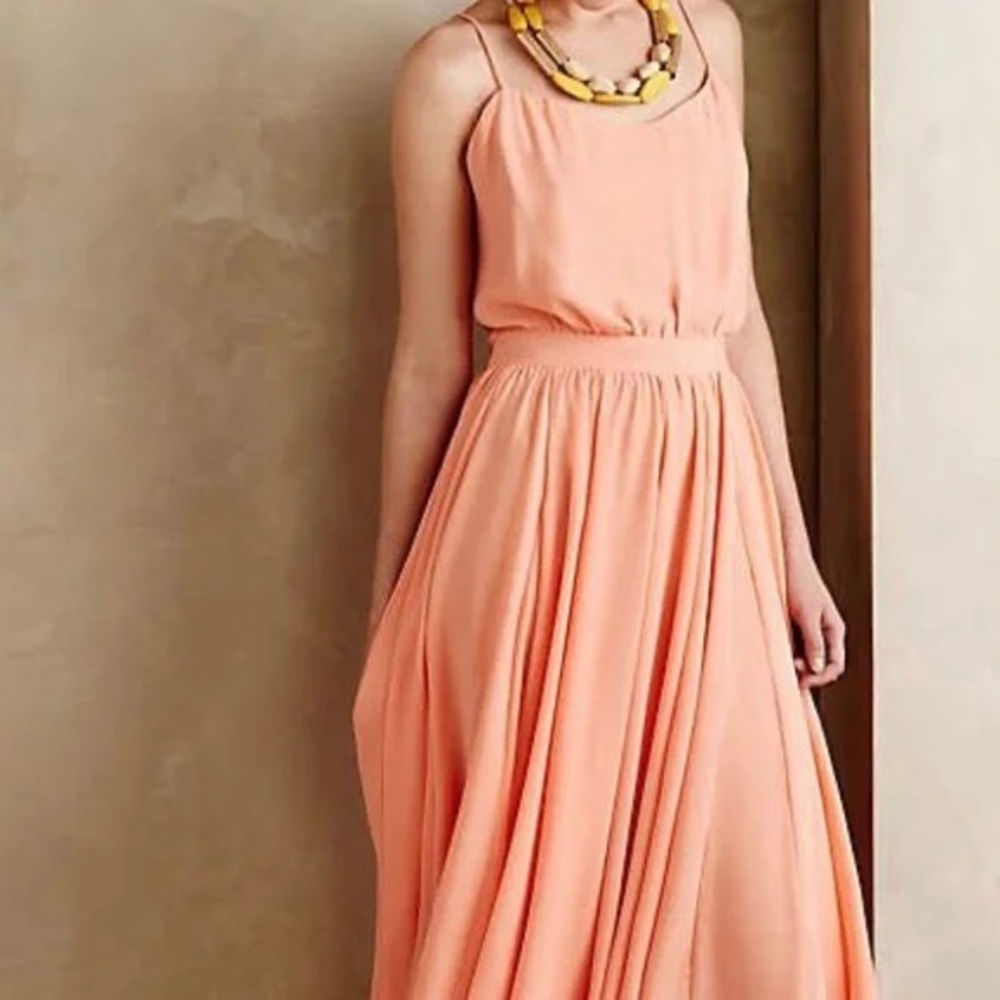Anthropologie Paper Crown Peach Tree Midi Crepe Sundress 2 NWT